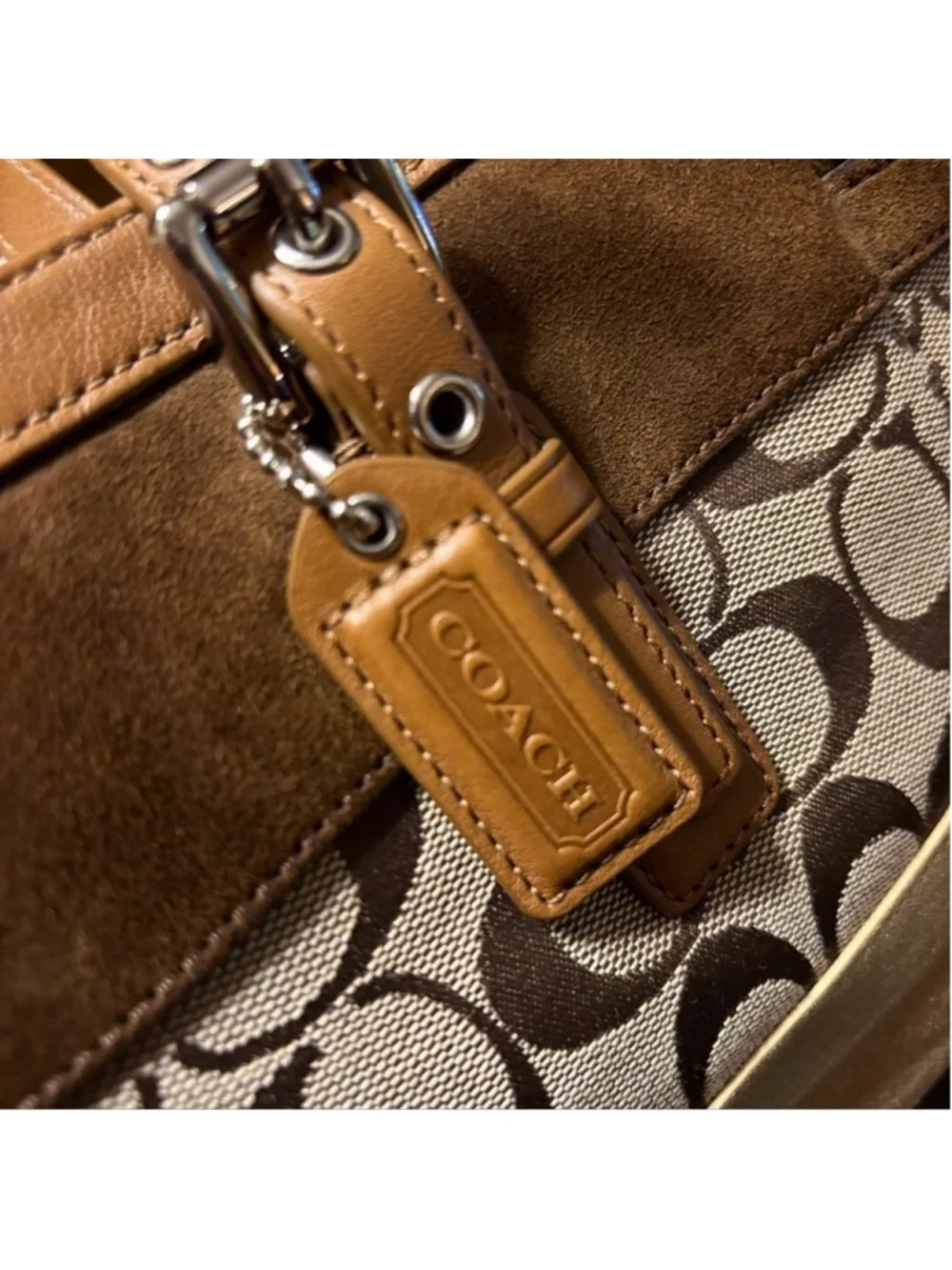 COACH HAMPTONS SIGNATURE PATCHWORK TOTE BAG NWOT BROWN BEIGE AND GOLD